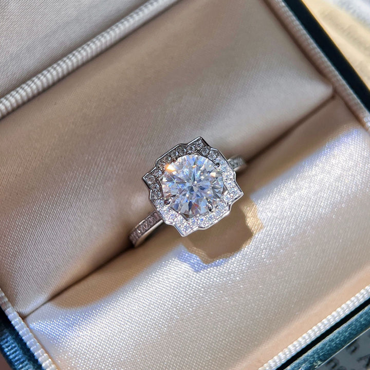 Petal Halo Moissanite Ring