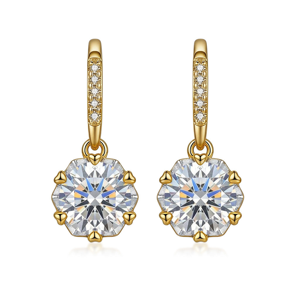 Classic Round Moissanite Drop Earrings