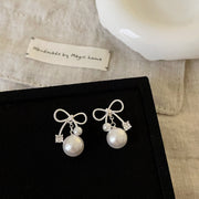 Ribbon Pearl Earrings