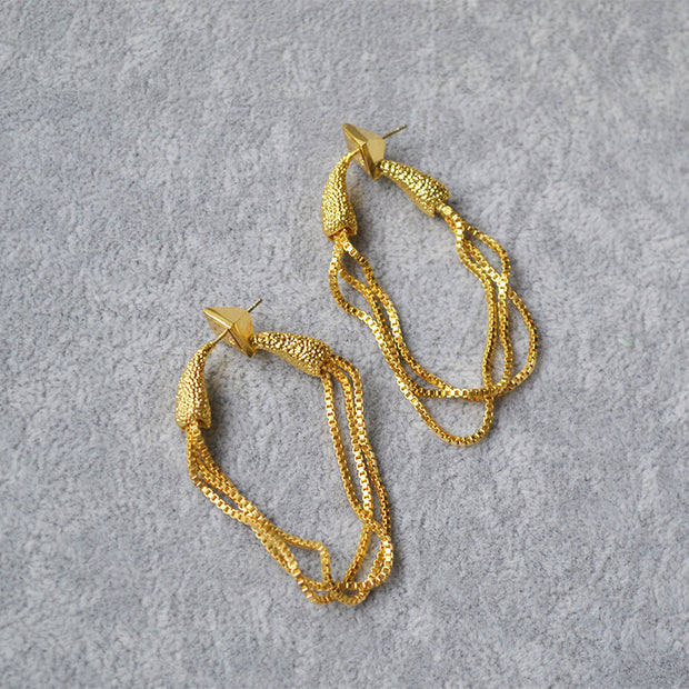 Vegan Chain Long Tassel Earrings