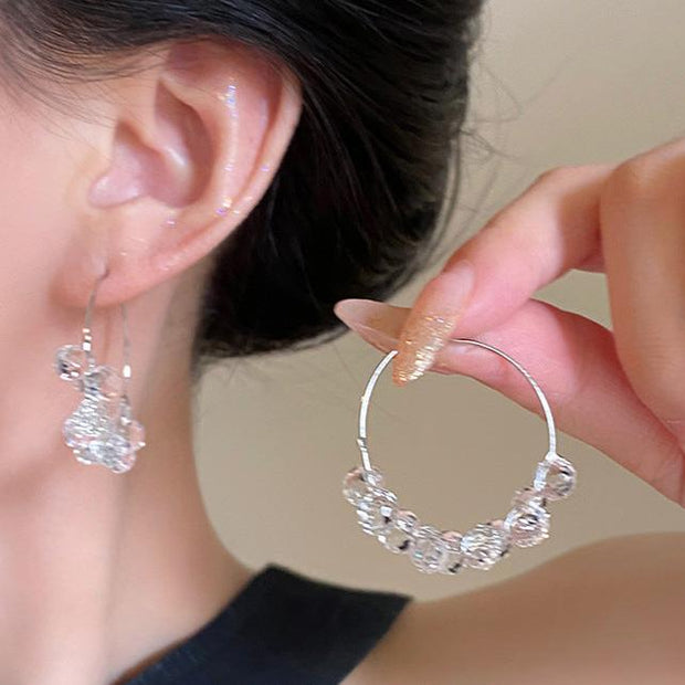 Crystal Beaded Hoop Earrings