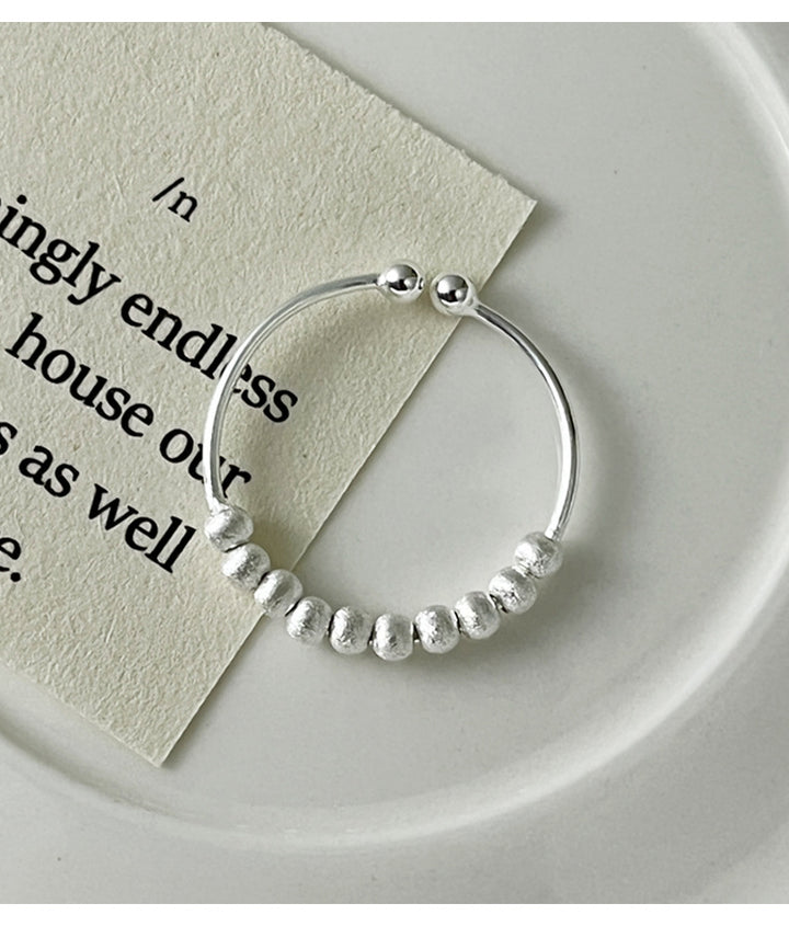 Fine Sterling Silver Frosted Bead Ring