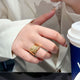 Geometric Square Textured Adjustable Ring