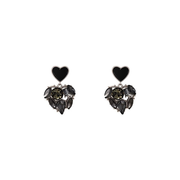 Black Double Heart Earrings