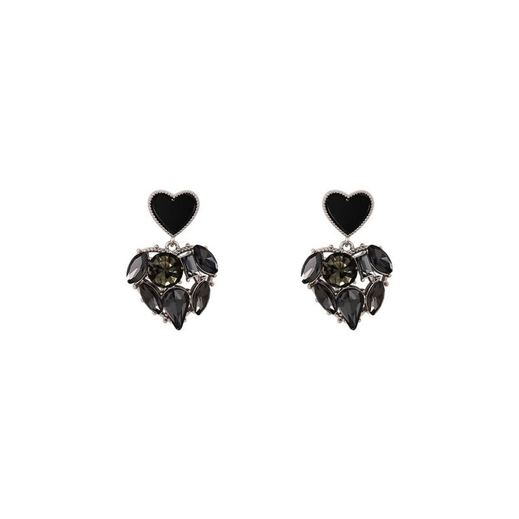 Black Double Heart Earrings