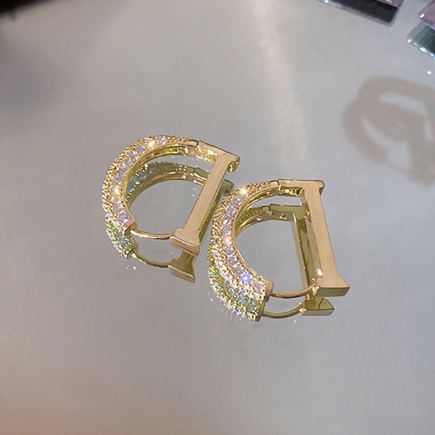 Zirconia Letter D Earrings