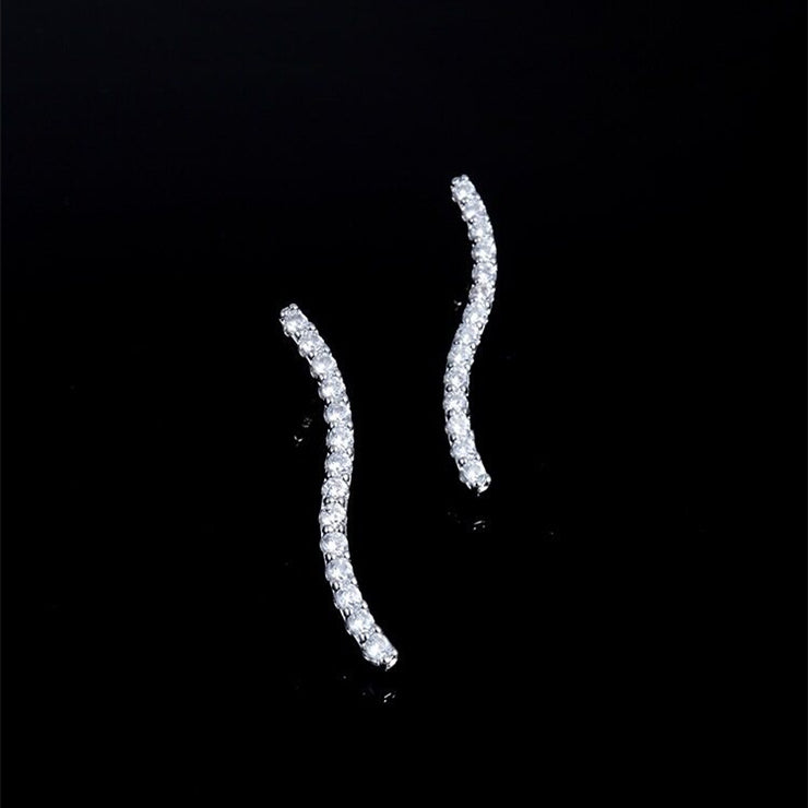 Minimalist Wave Zirconia Earrings