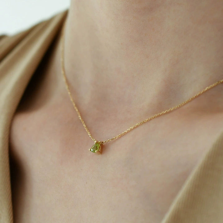 Natural Peridot Sterling Silver Necklace