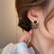 Black Double Heart Earrings