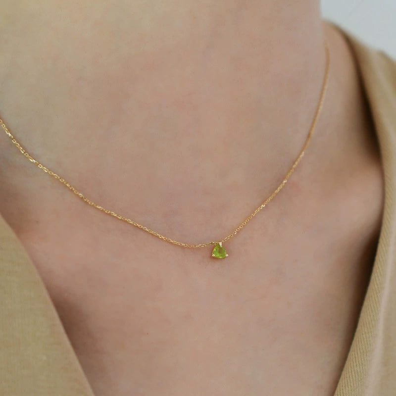 Natural Peridot Sterling Silver Necklace