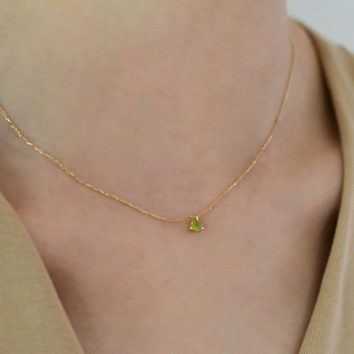 Natural Peridot Sterling Silver Necklace