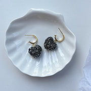 Black Full Diamond Heart Earrings