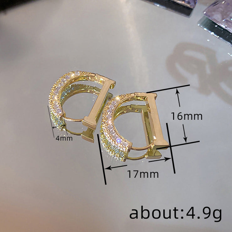 Zirconia Letter D Earrings