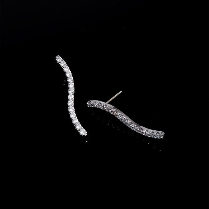Minimalist Wave Zirconia Earrings