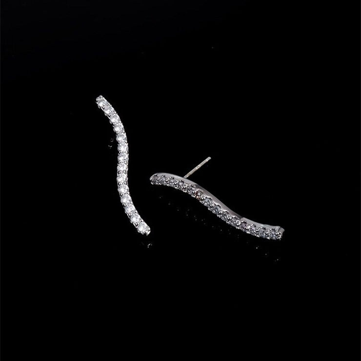 Minimalist Wave Zirconia Earrings