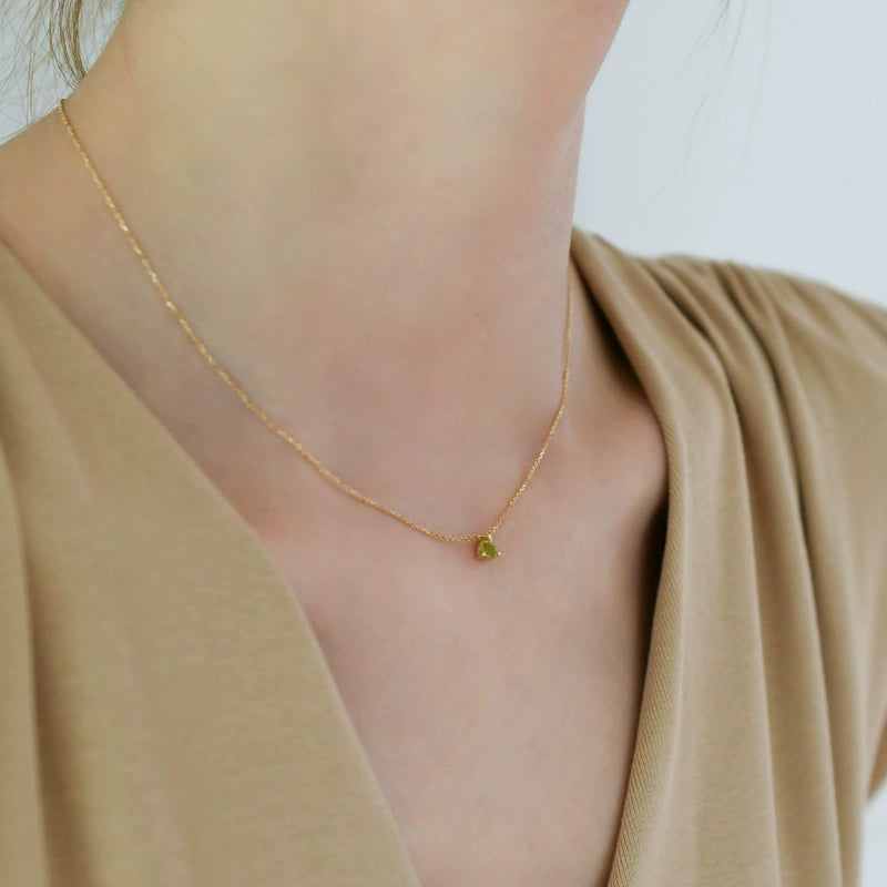 Natural Peridot Sterling Silver Necklace