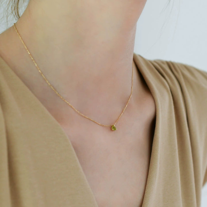 Natural Peridot Sterling Silver Necklace