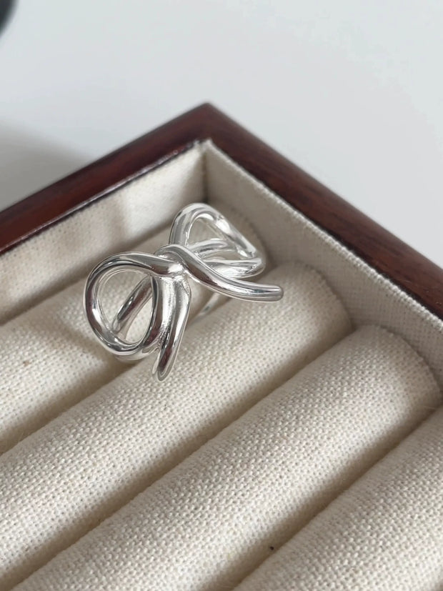 S925 Sterling Silver Ribbon Ring