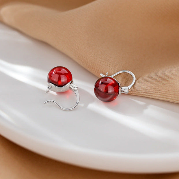 S925 Sterling Silver Natural Garnet Earrings