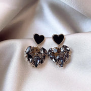 Black Double Heart Earrings