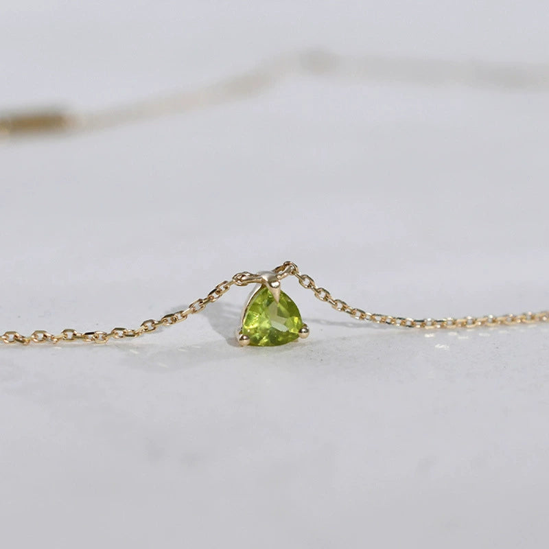 Natural Peridot Sterling Silver Necklace