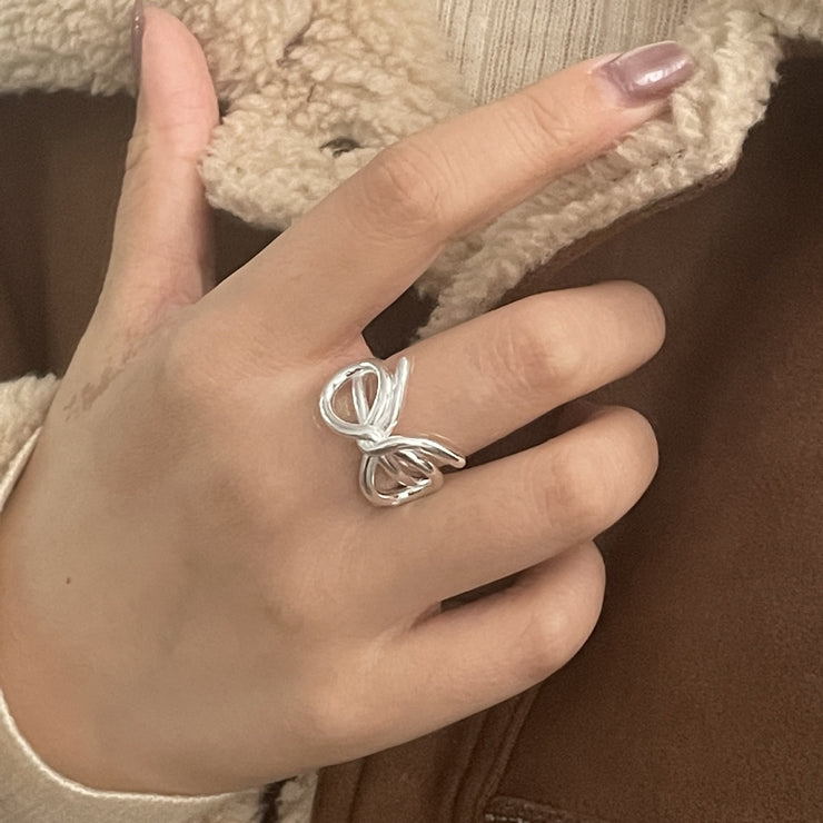 S925 Sterling Silver Ribbon Ring