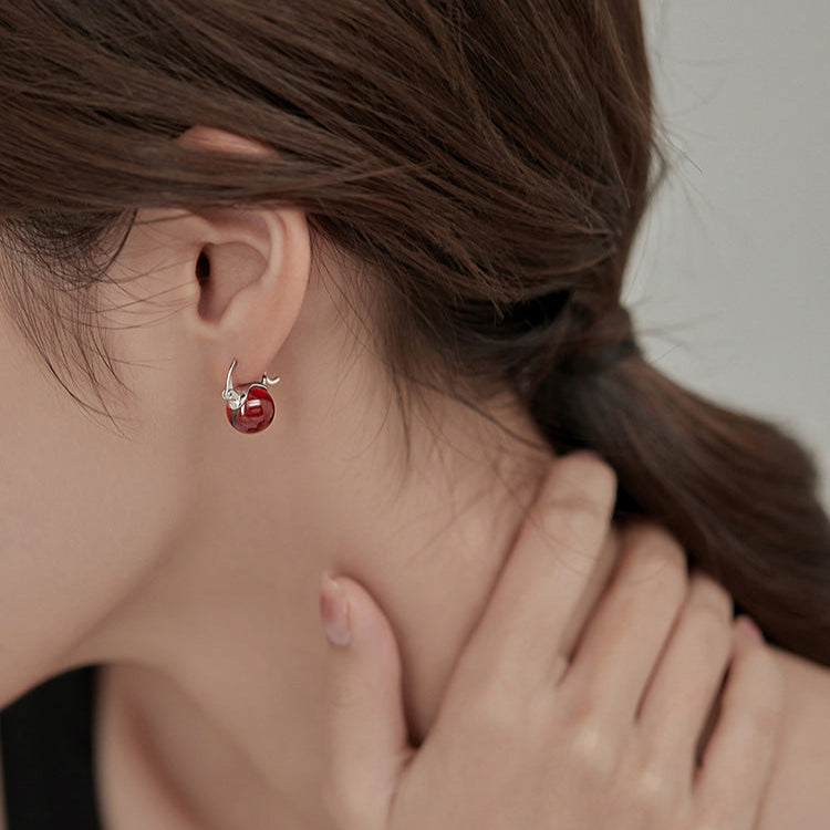 S925 Sterling Silver Natural Garnet Earrings