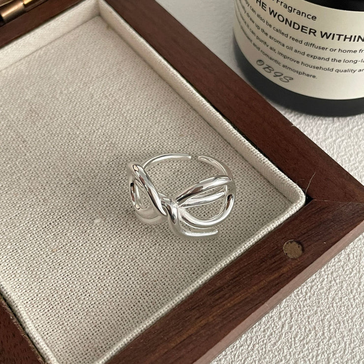 S925 Sterling Silver Ribbon Ring