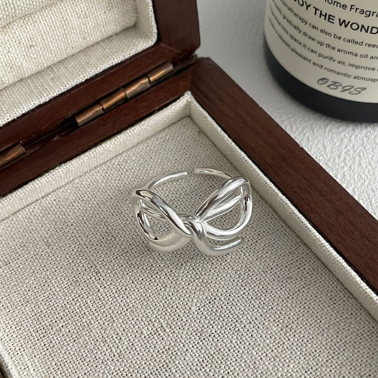 S925 Sterling Silver Ribbon Ring