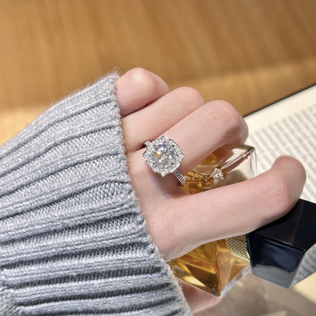 Petal Halo Moissanite Ring