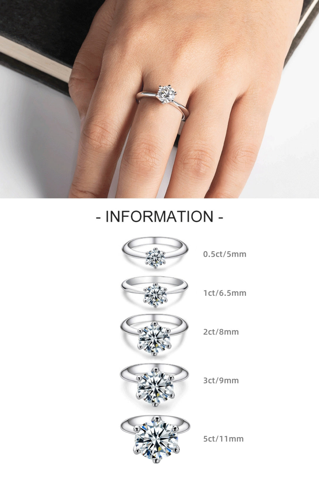 Classic 6-Prong Solitaire Moissanite Engagement Ring