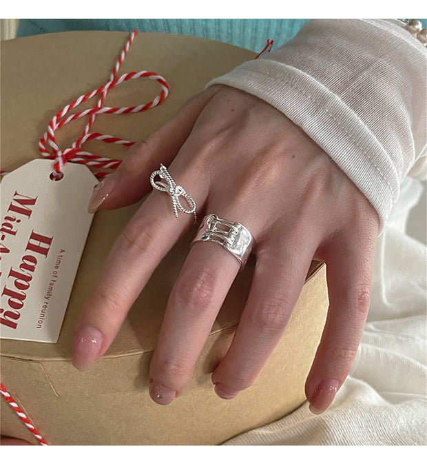 Bow Tie Band Sterling Silver Ring