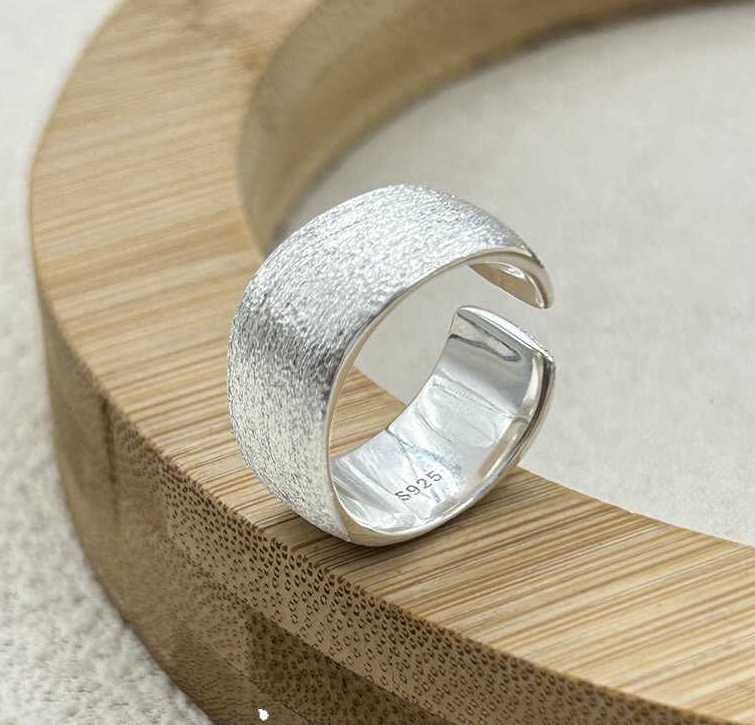 Brushed Textured Wide Band Ring