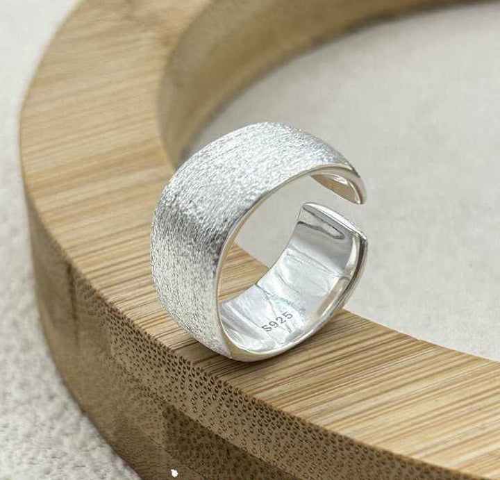 Brushed Textured Wide Band Ring