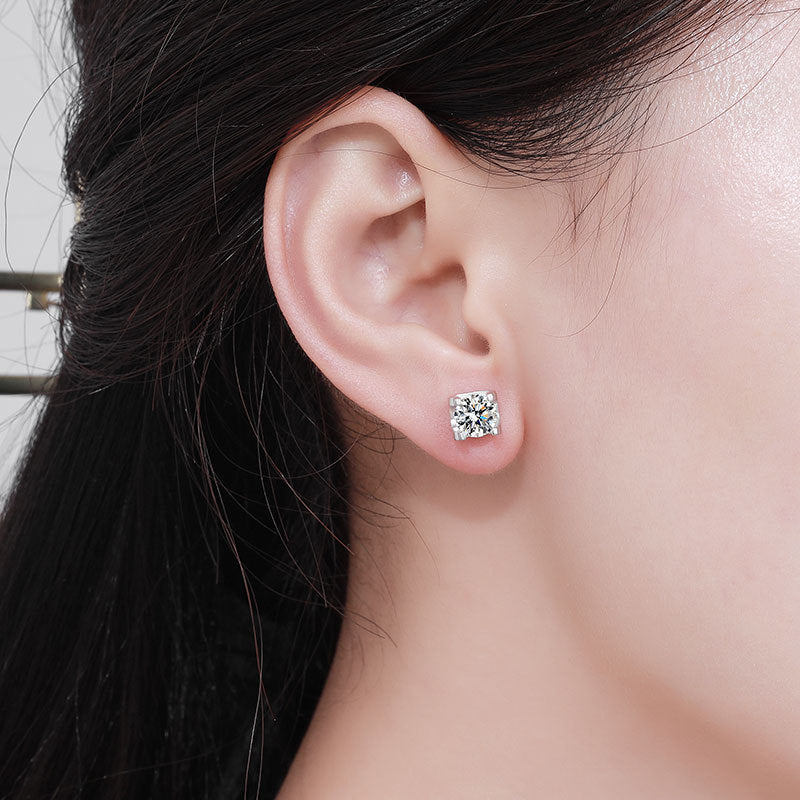 Classic Four-Prong Moissanite Stud Earrings