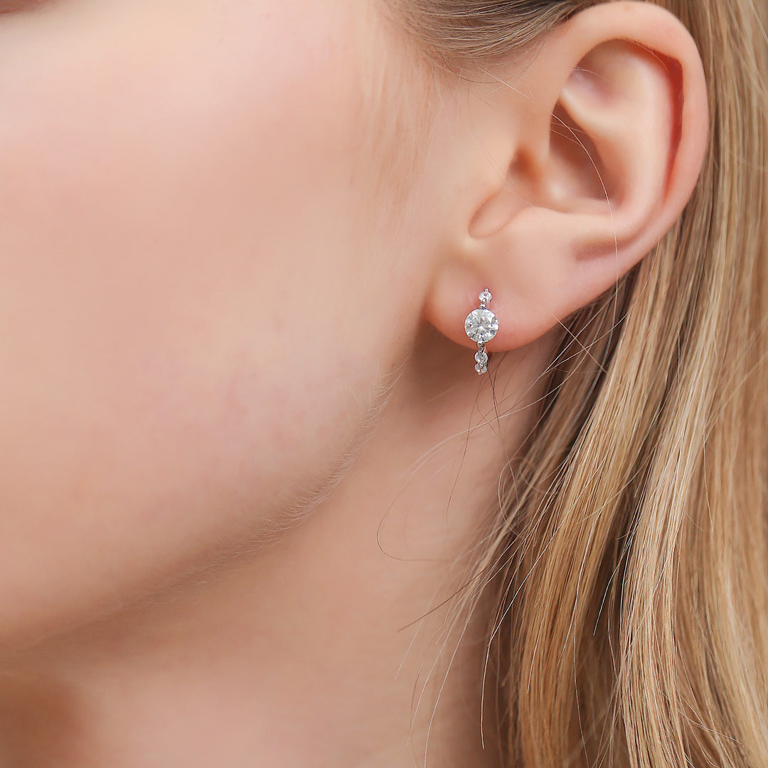 Trinity Spark Moissanite Hoop Earrings