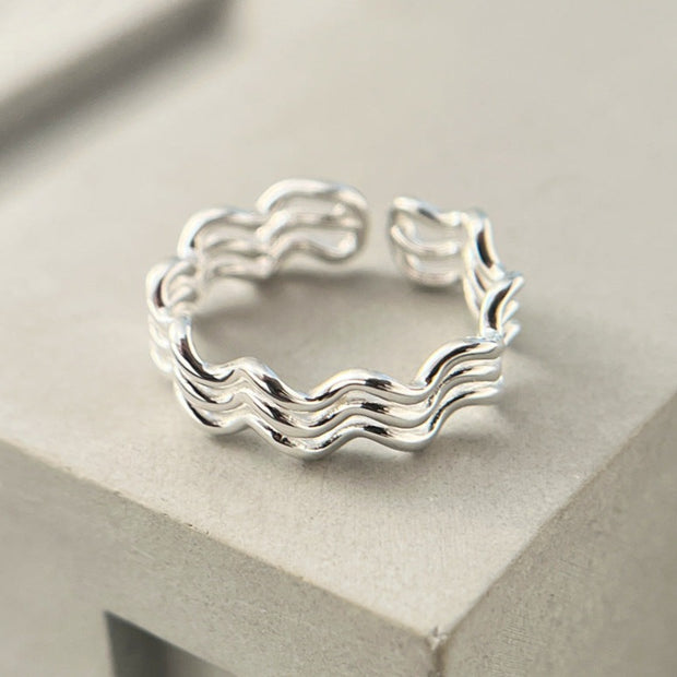 Sterling Silver Triple Wave Ring