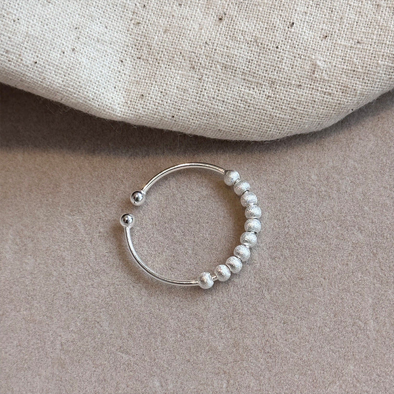 Fine Sterling Silver Frosted Bead Ring