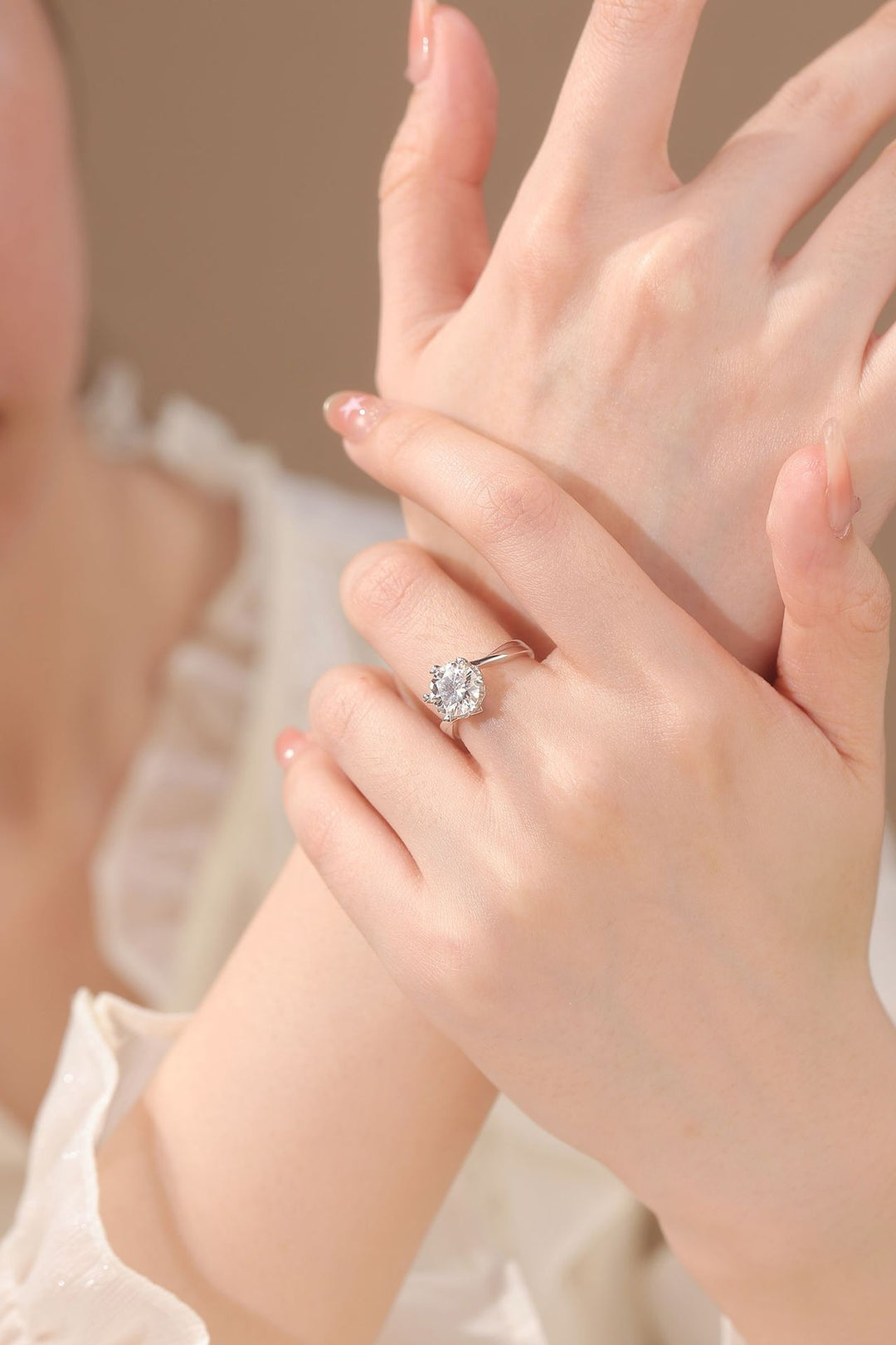 Blooming Petal Solitaire Moissanite Ring