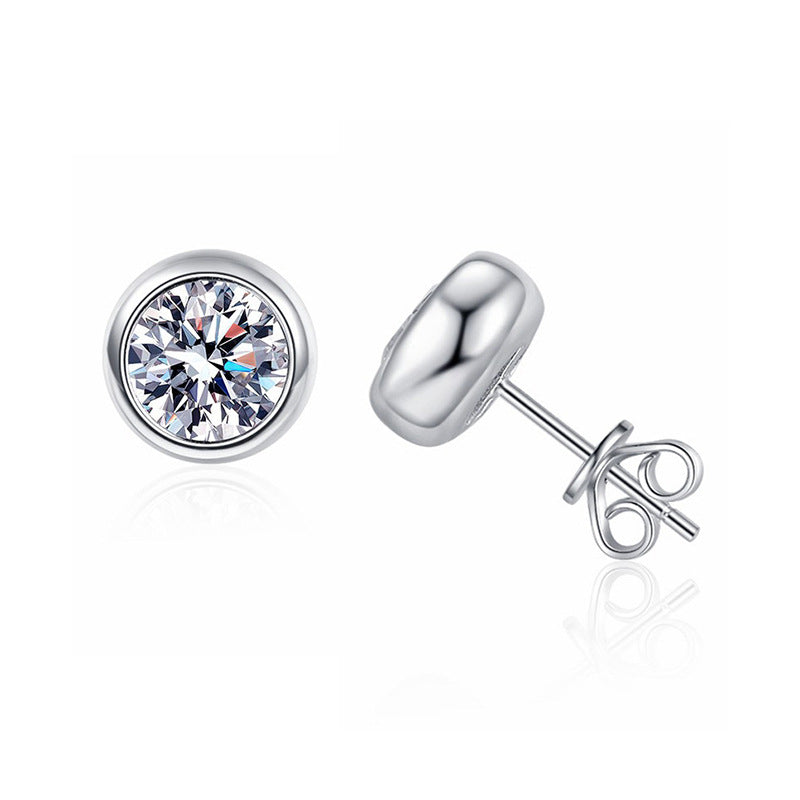Bezel Moissanite Stud Earrings