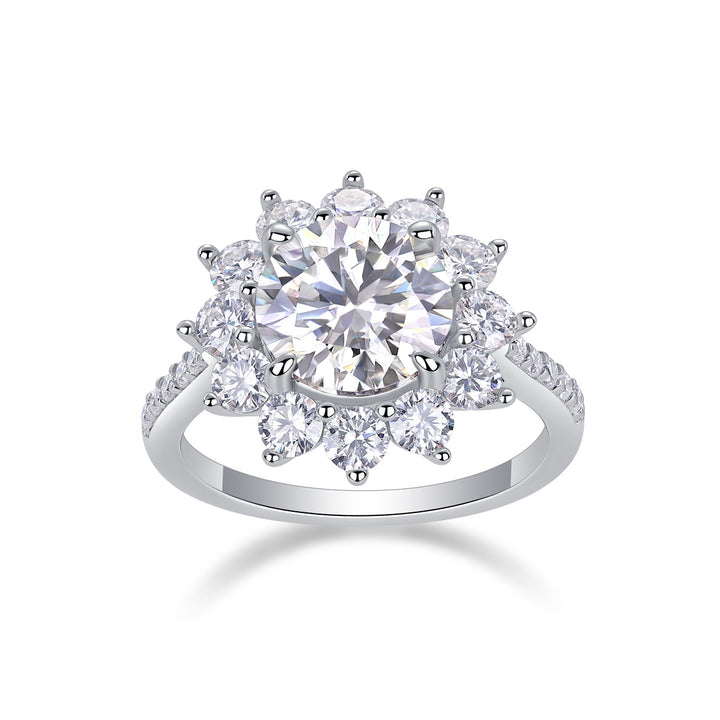 Blooming Daisy Moissanite Flower Halo Ring