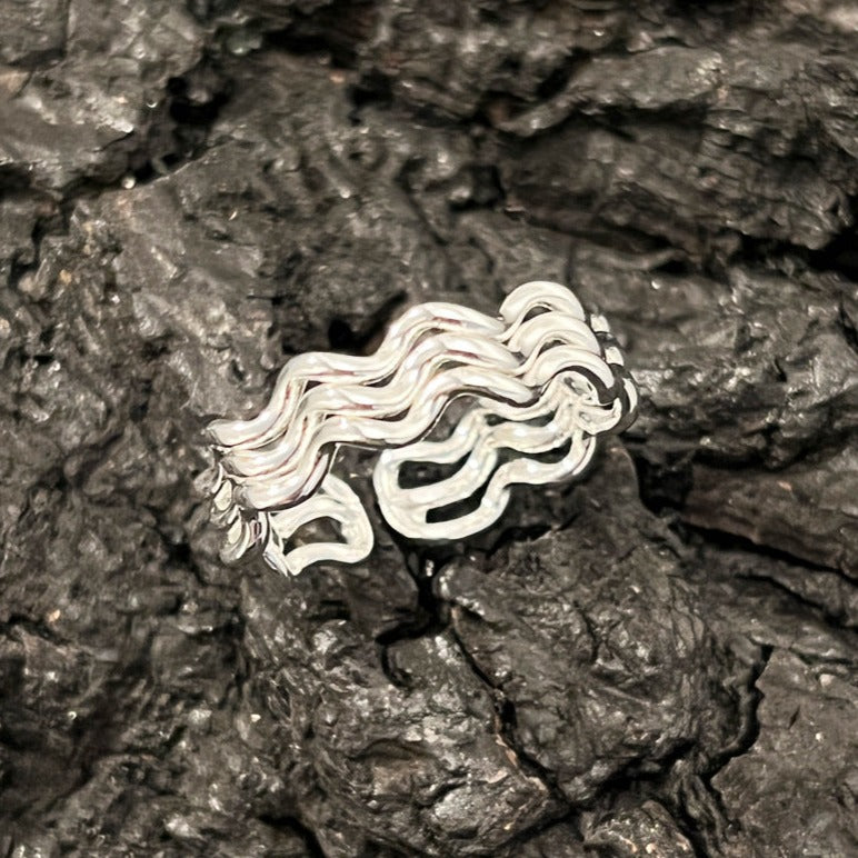 Sterling Silver Triple Wave Ring