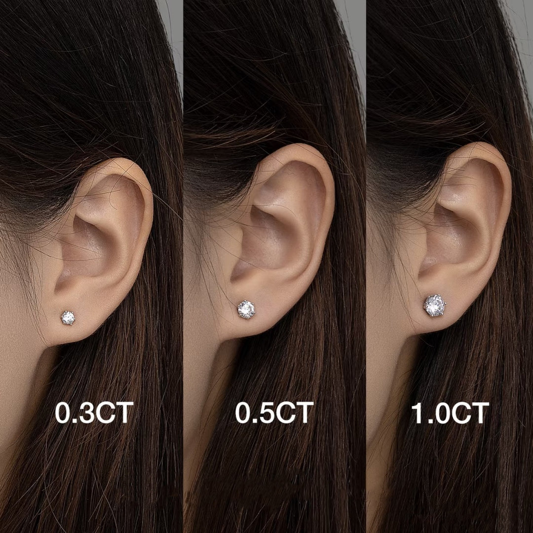 Classic Six-Prong Moissanite Stud Earrings