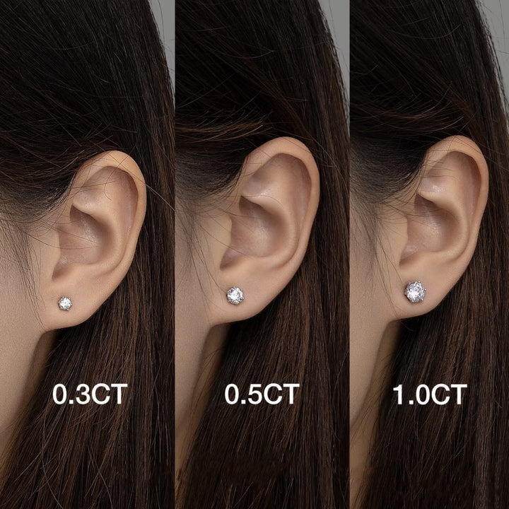 Classic Six-Prong Moissanite Stud Earrings