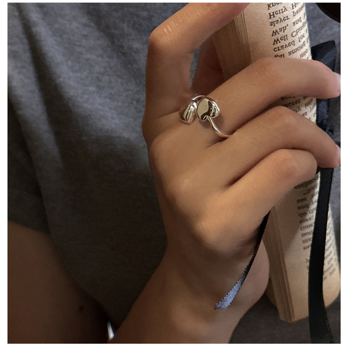 S925 Sterling Silver Dual Heart Adjustable Ring