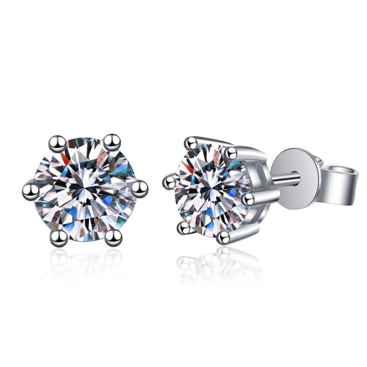 Classic Six-Prong Moissanite Stud Earrings