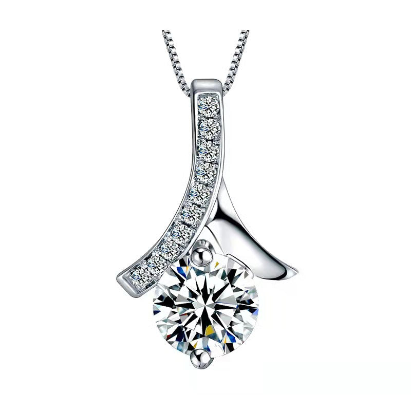 Asymmetric Sweep Pavé Moissanite Pendant
