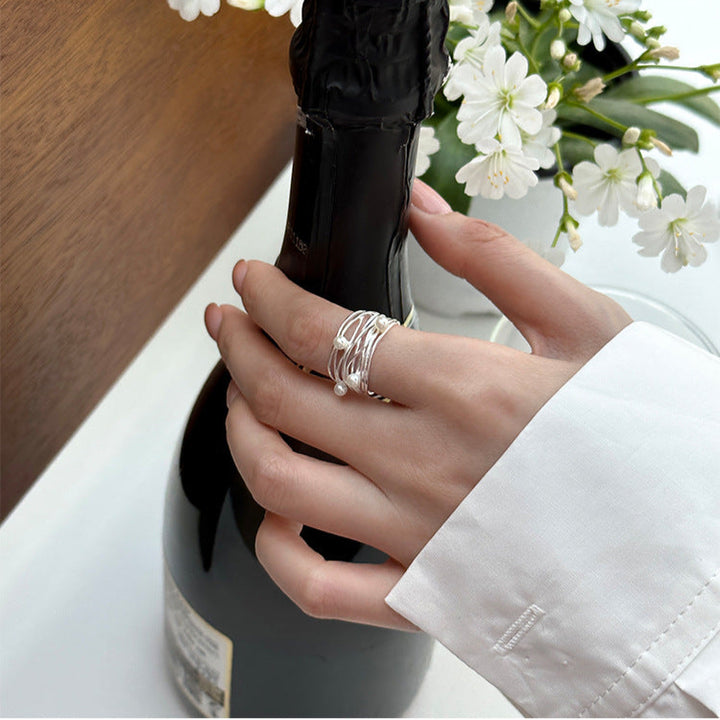 Wrapped Sterling Silver Pearl Ring