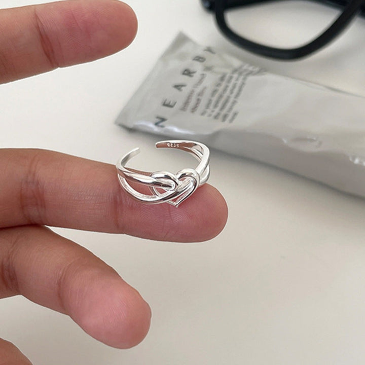 S925 Sterling Silver Intertwined Heart Ring
