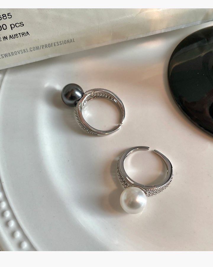 Vintage Sterling Silver Skeleton Pearl Ring
